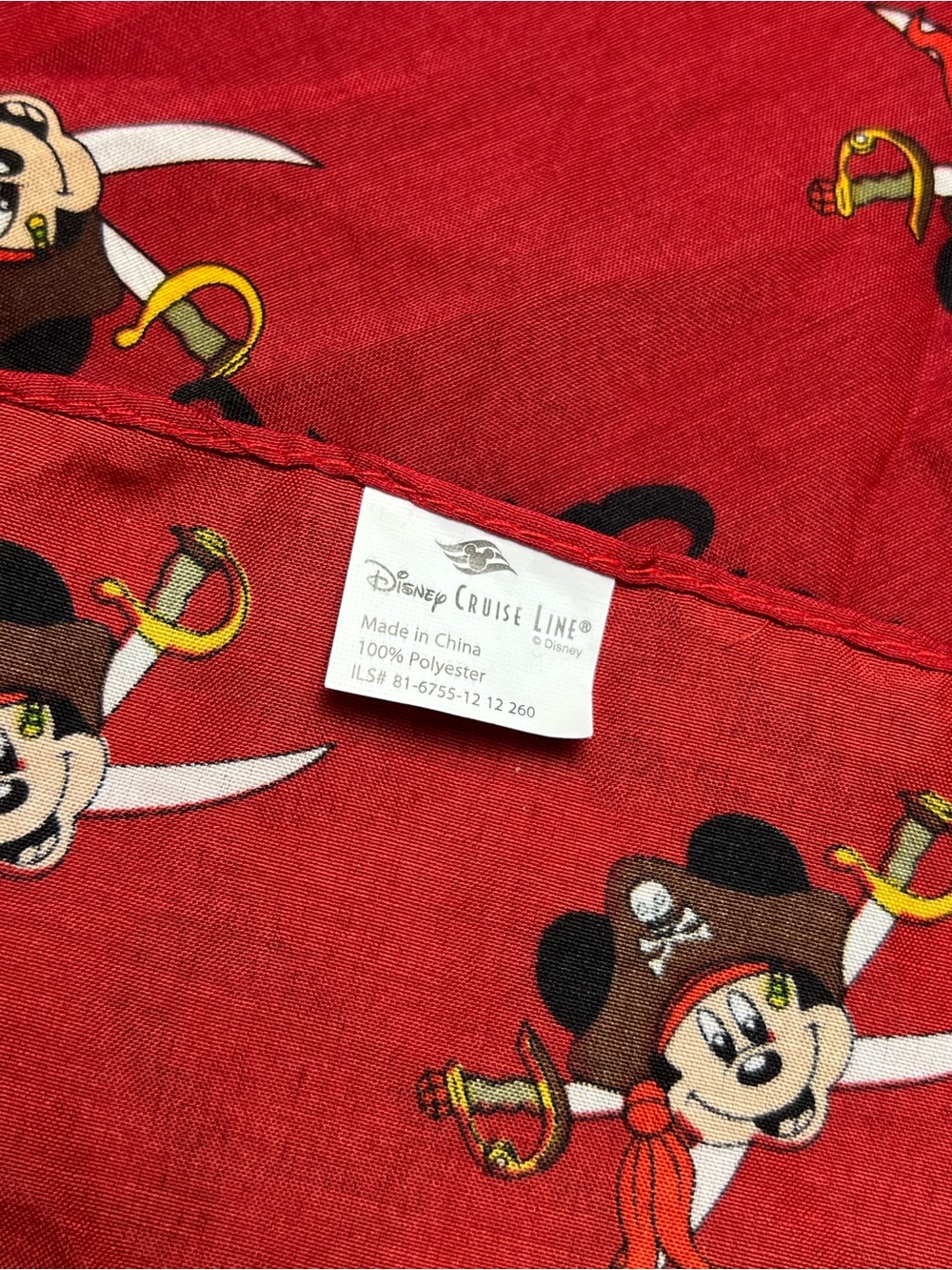 2x Disney Cruise Pirates of the Caribbean Mickey Mouse Red Bandana Head Scarf - Picture 2 of 3